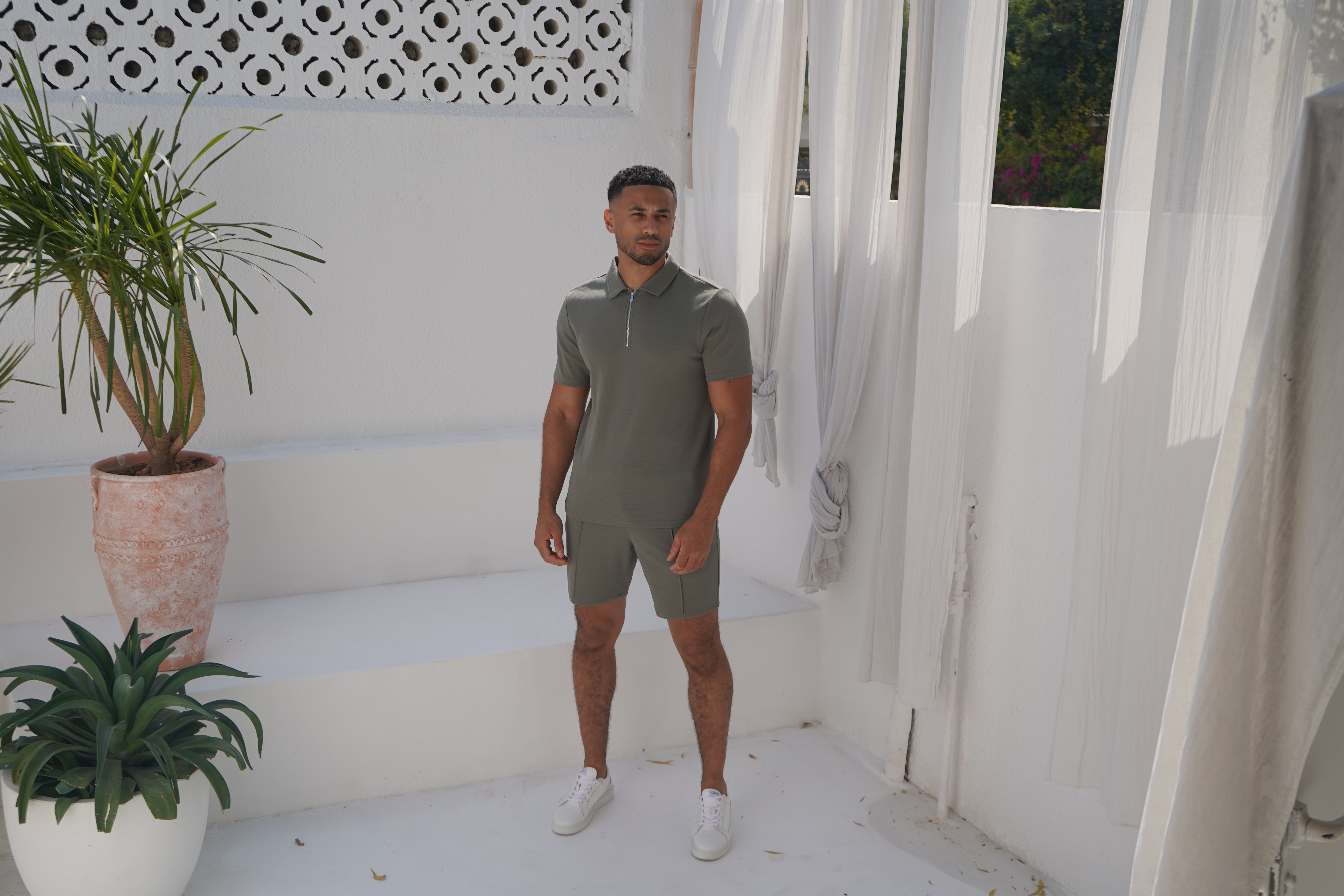 Capo Textured Shorts - Light Olive