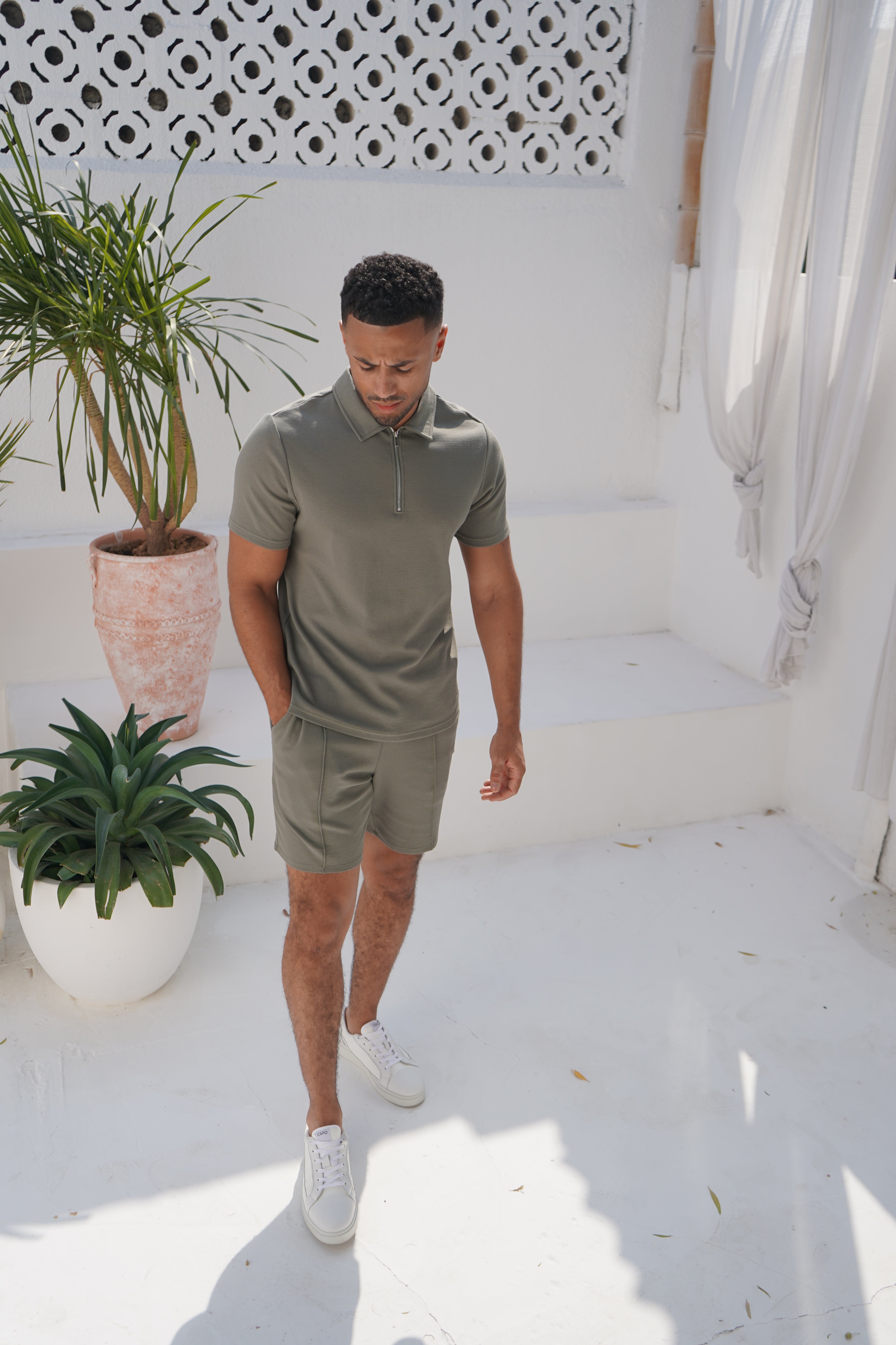 Capo Textured Shorts - Light Olive