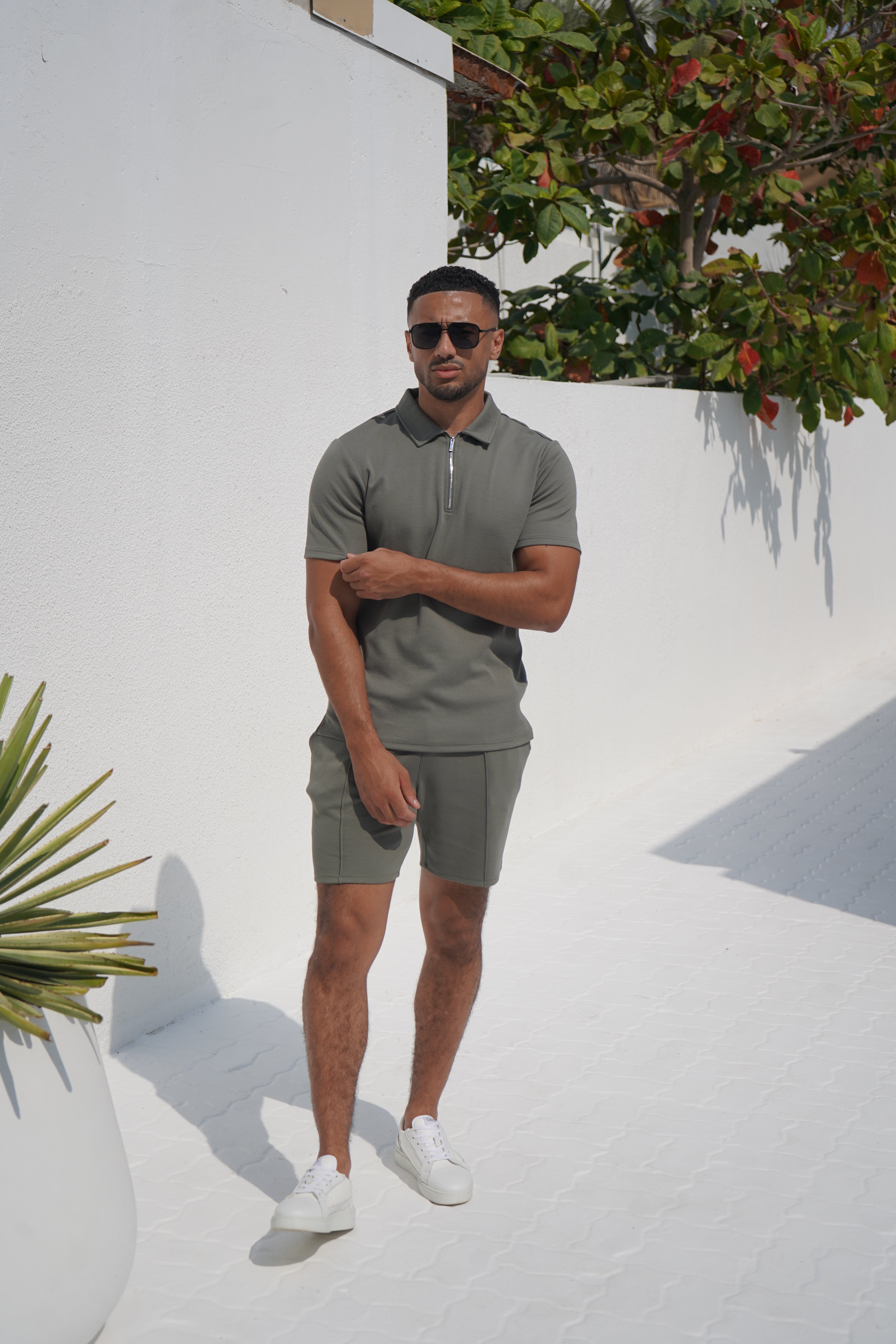 Capo Textured Shorts - Light Olive