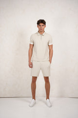 Capo Textured Tape Shorts - Light Beige
