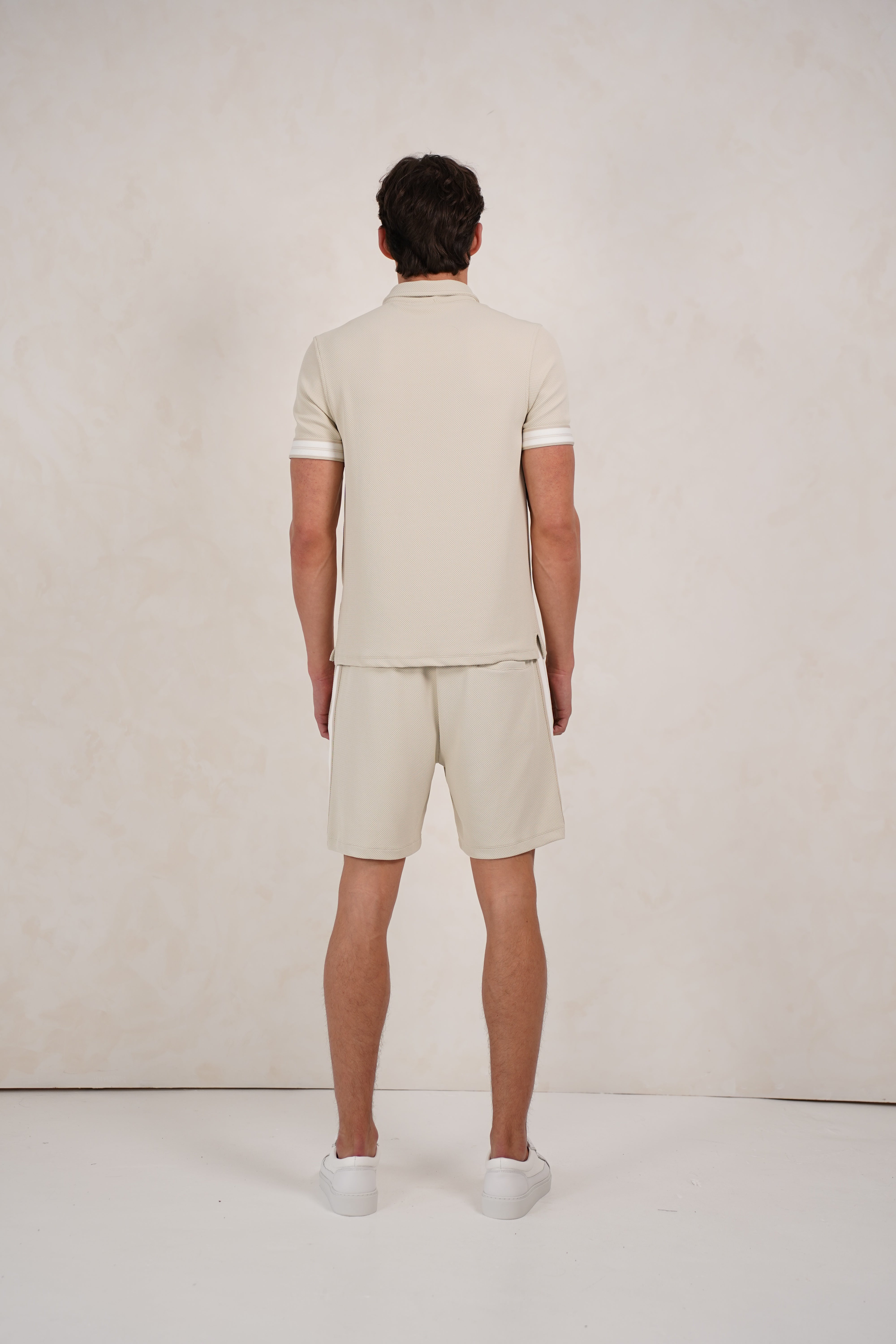 Capo Textured Tape Shorts - Light Beige