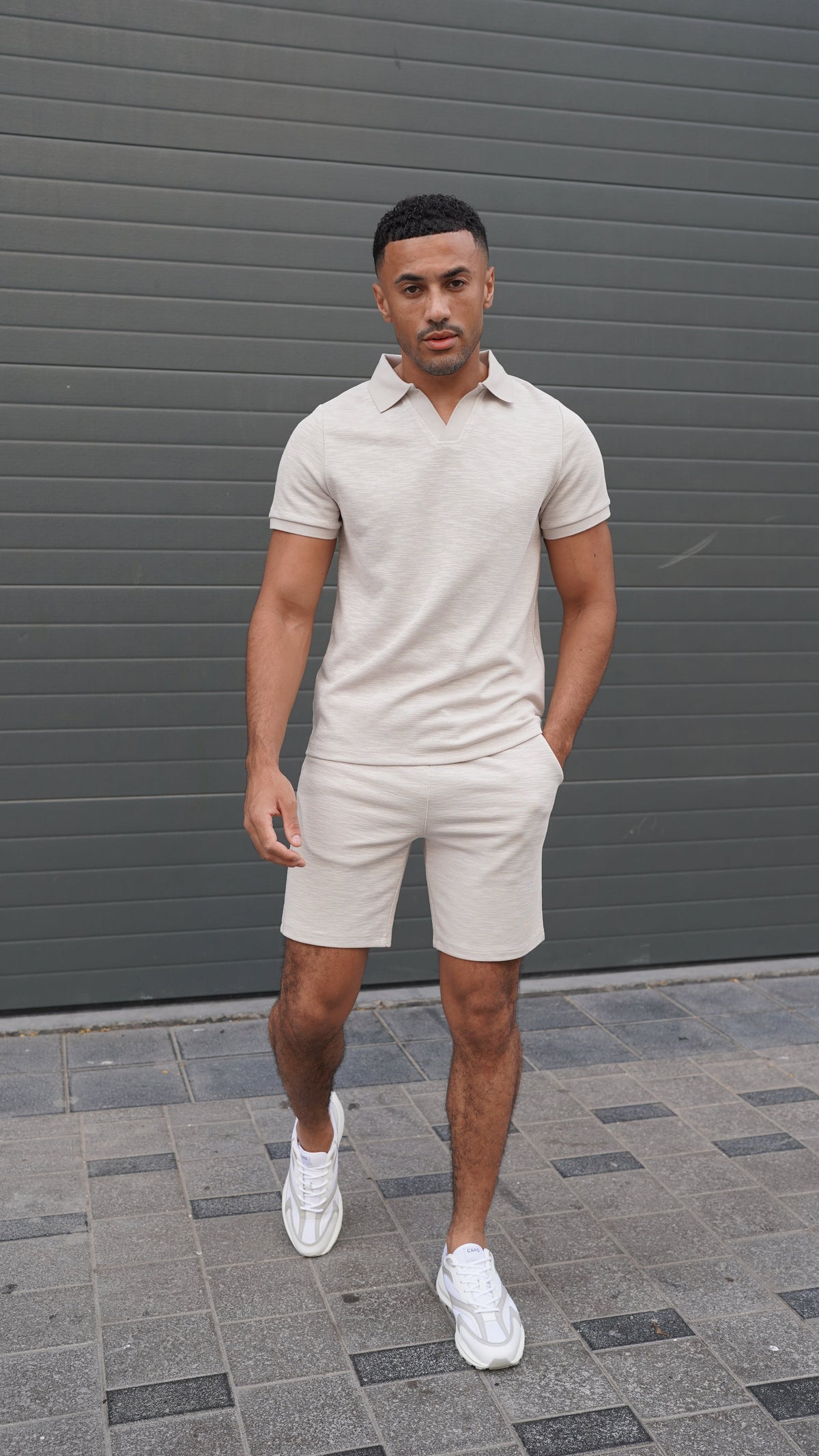 Capo Jersey Slub Shorts - Stone Grey