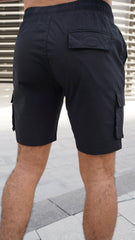 Capo Utility Cotton Cargo Shorts - Black