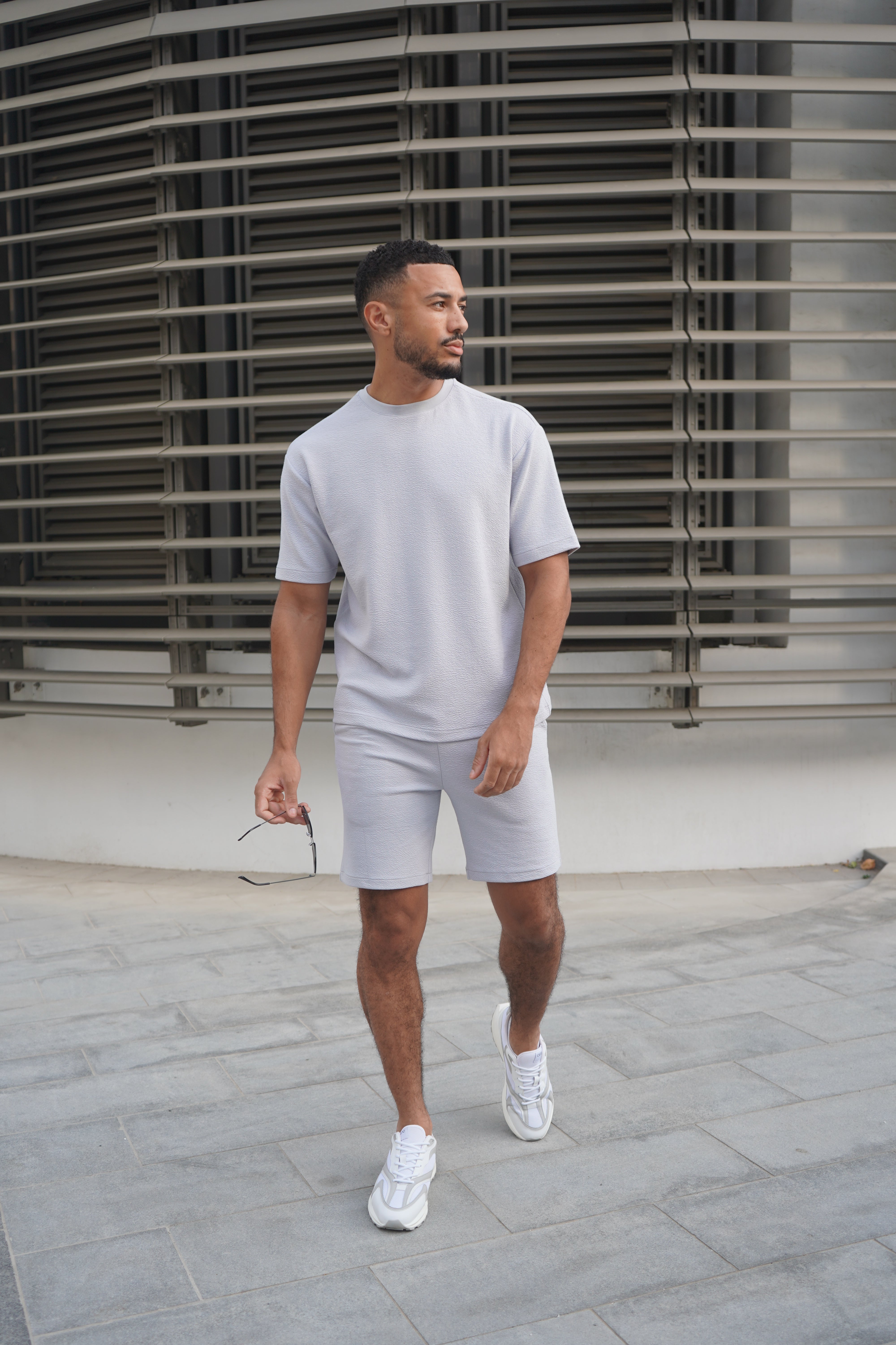 Capo Textured Co-ord Shorts - Slate Blue
