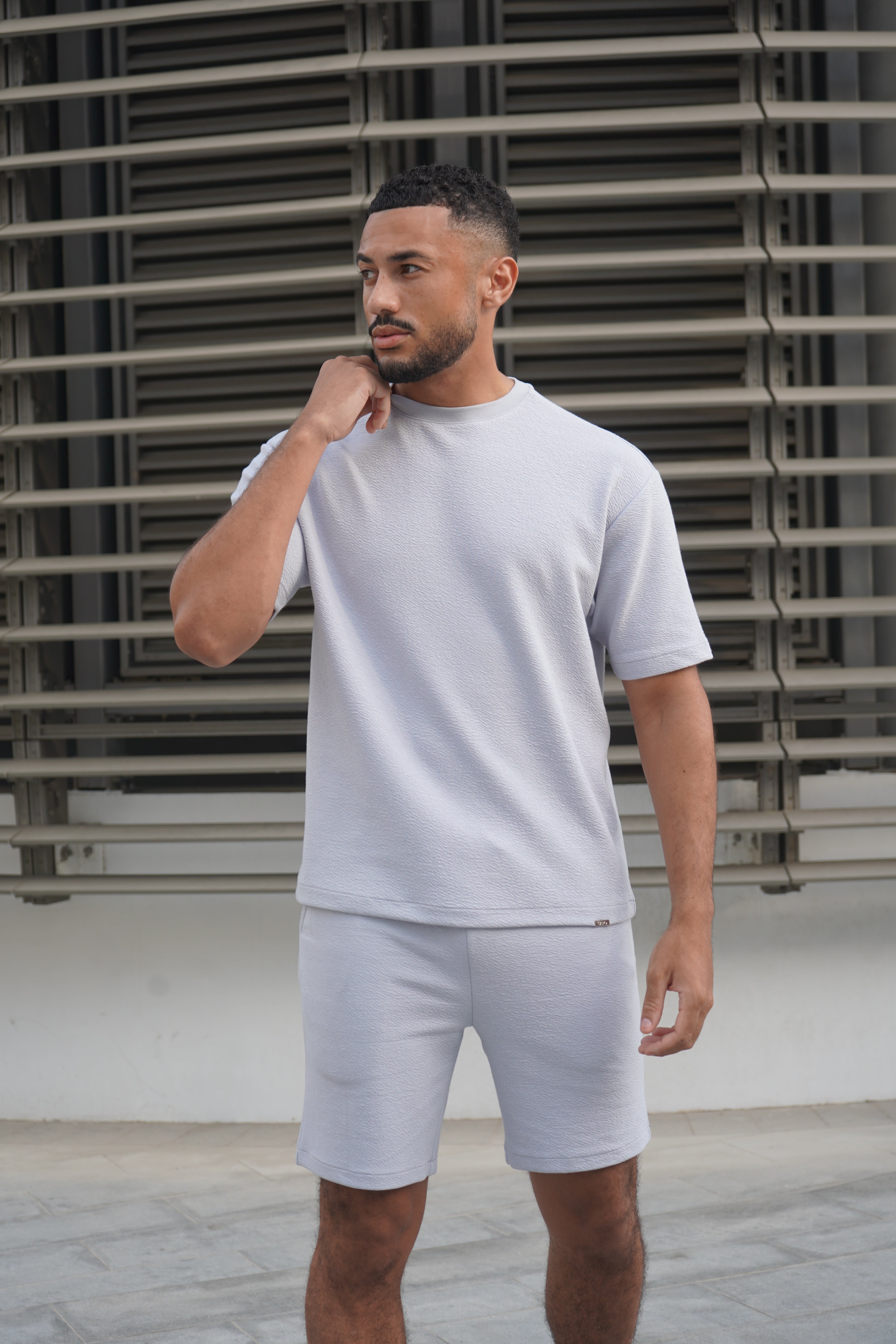 Capo Textured Co-ord Shorts - Slate Blue