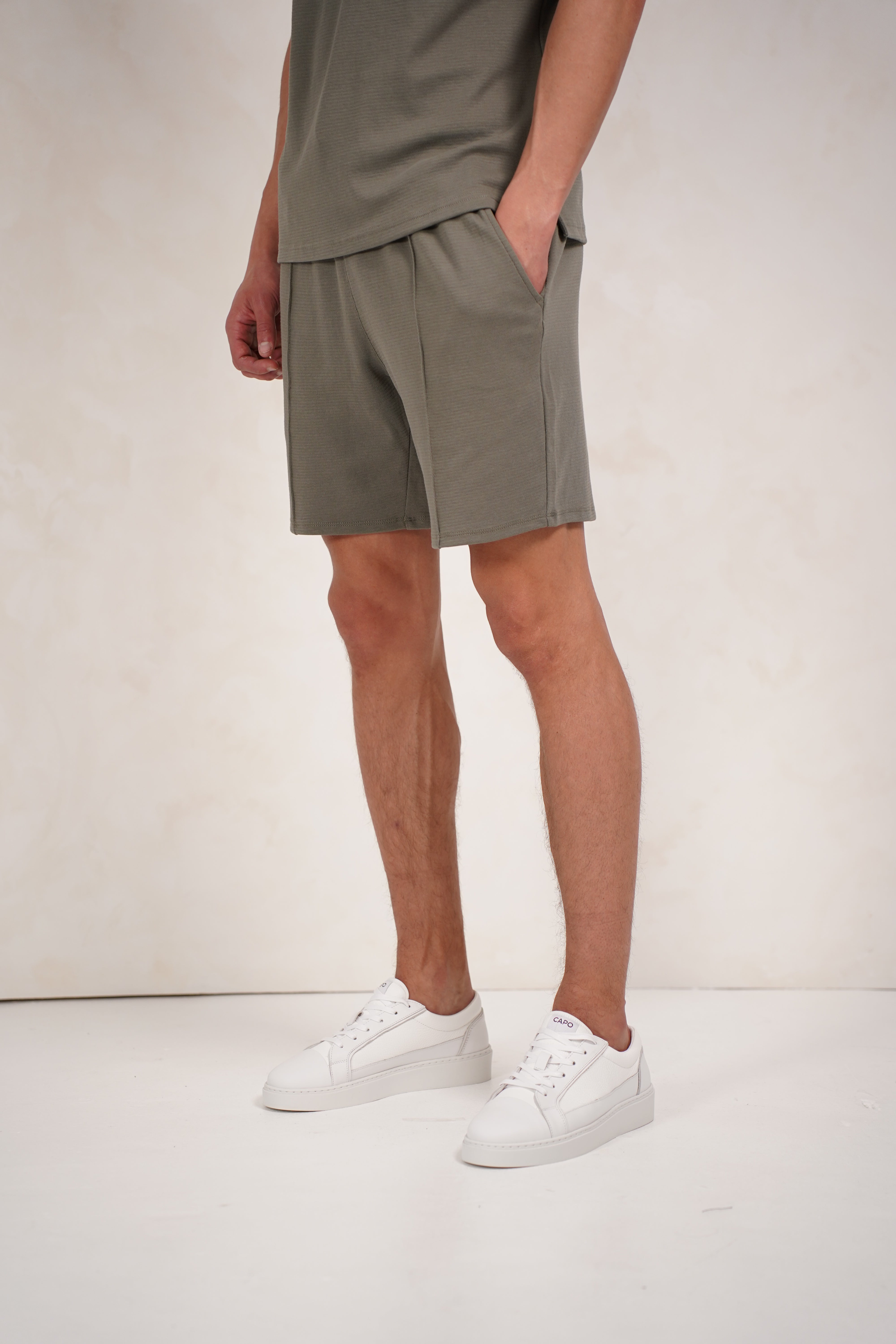 Capo Textured Shorts - Light Olive