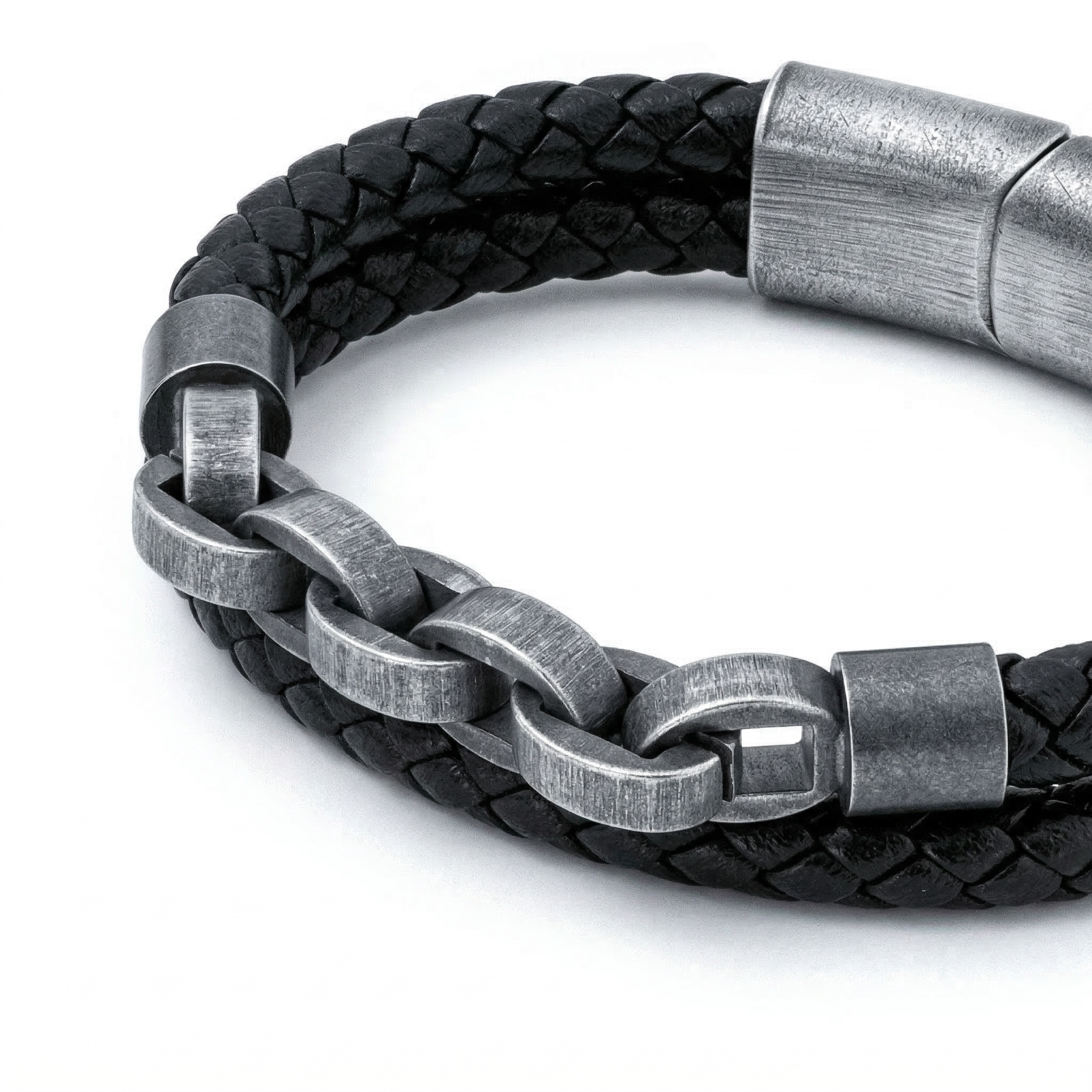 Viking Bold Chain & Leather Bracelet