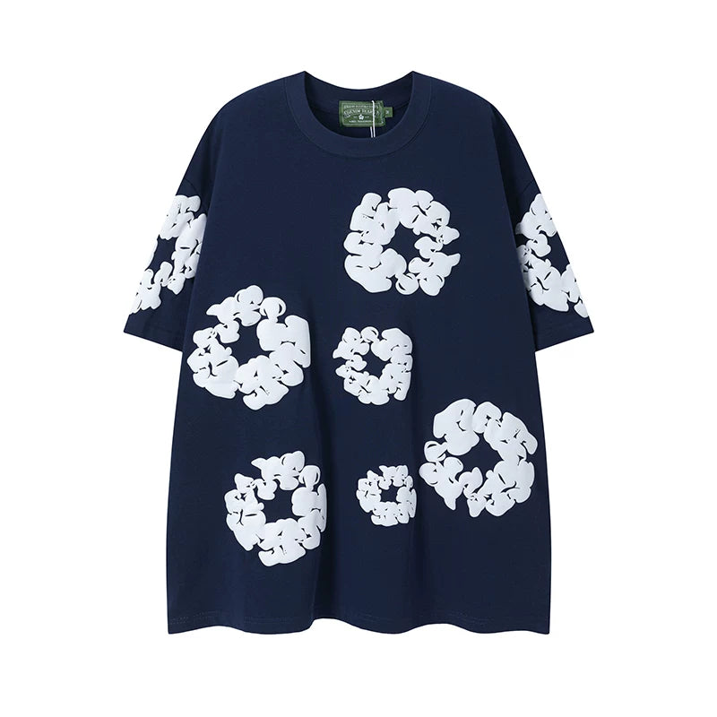 DENIM TEARS Kapok Foam Printed Stylish Casual Loose Men and Women Couple Short Sleeve T-shirt Casual Set (4)