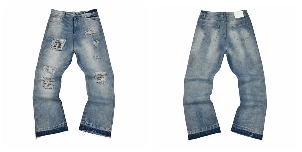 GALLERY DEPT JEANS Street Hip Hop Piercing Embroidered Loose Straight Casual Men's Jeans (20)