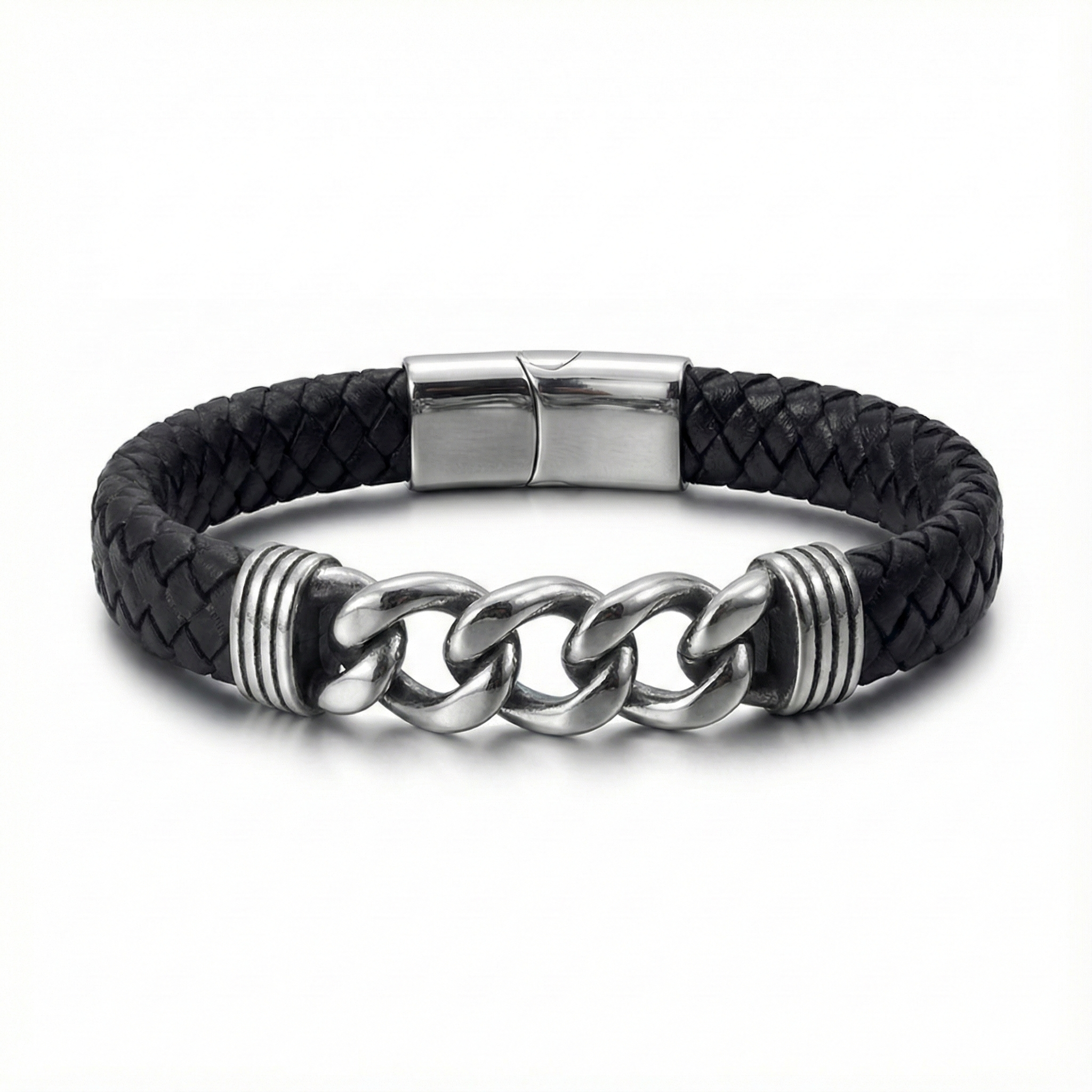 Sentinel Chain & Leather Bracelet