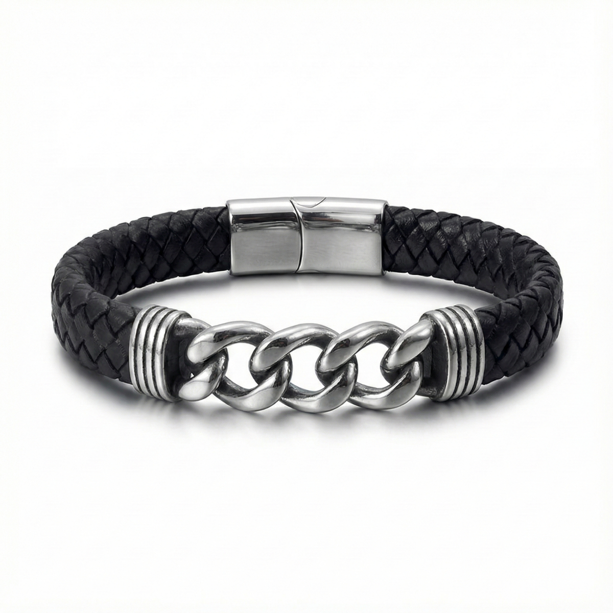Sentinel Chain & Leather Bracelet