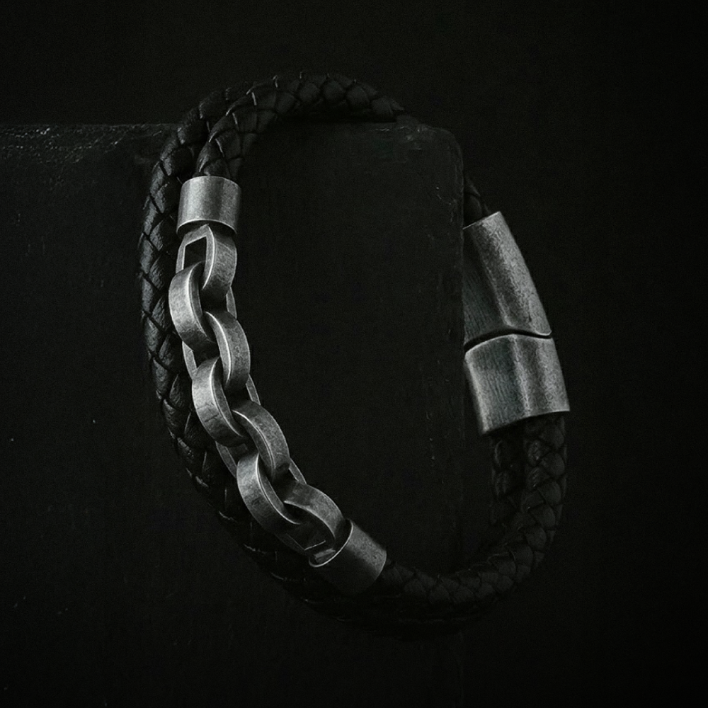 Viking Bold Chain & Leather Bracelet