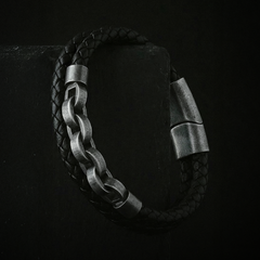 Viking Bold Chain & Leather Bracelet