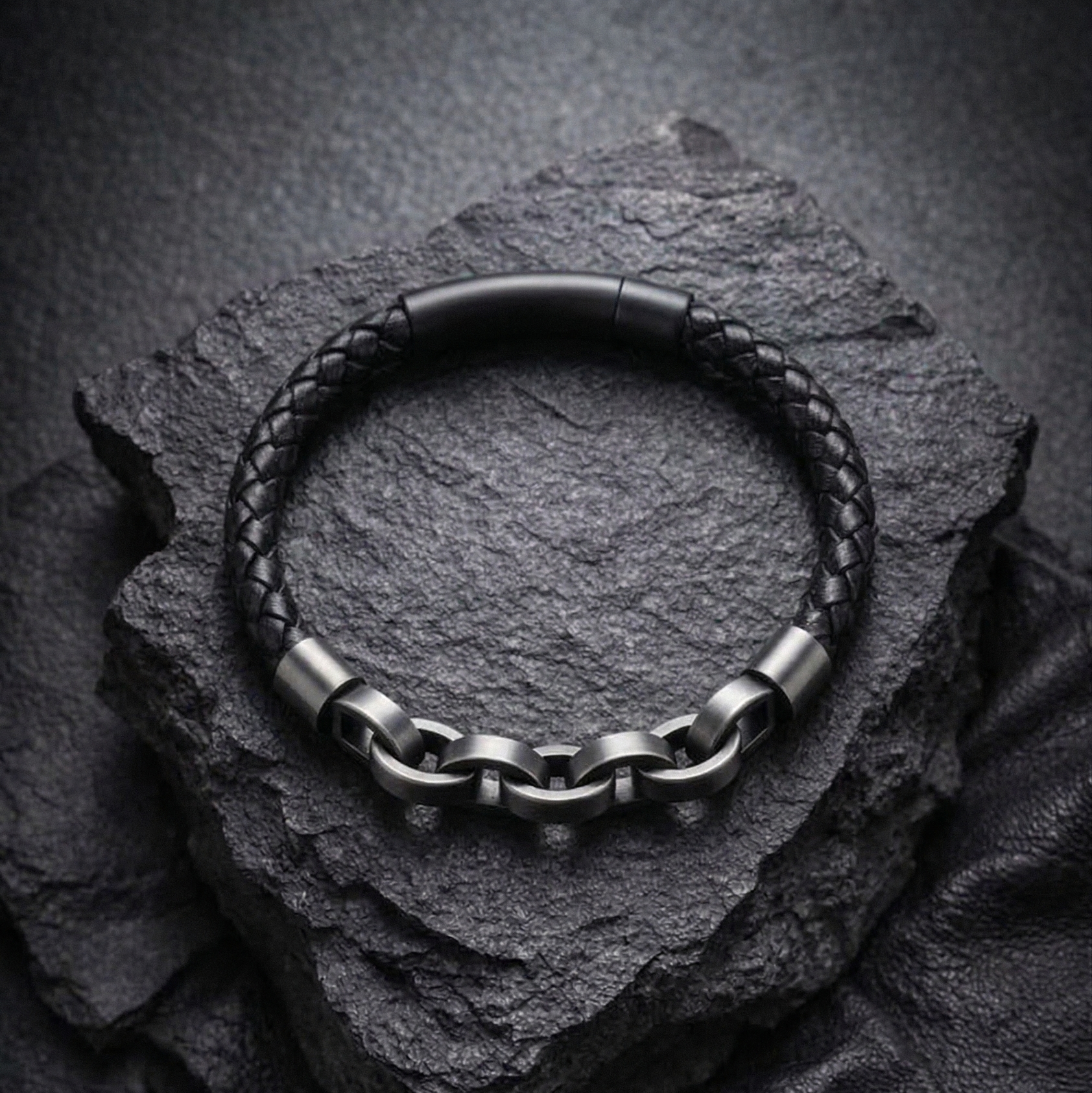 Viking Chain & Leather Bracelet