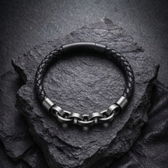 Viking Chain & Leather Bracelet