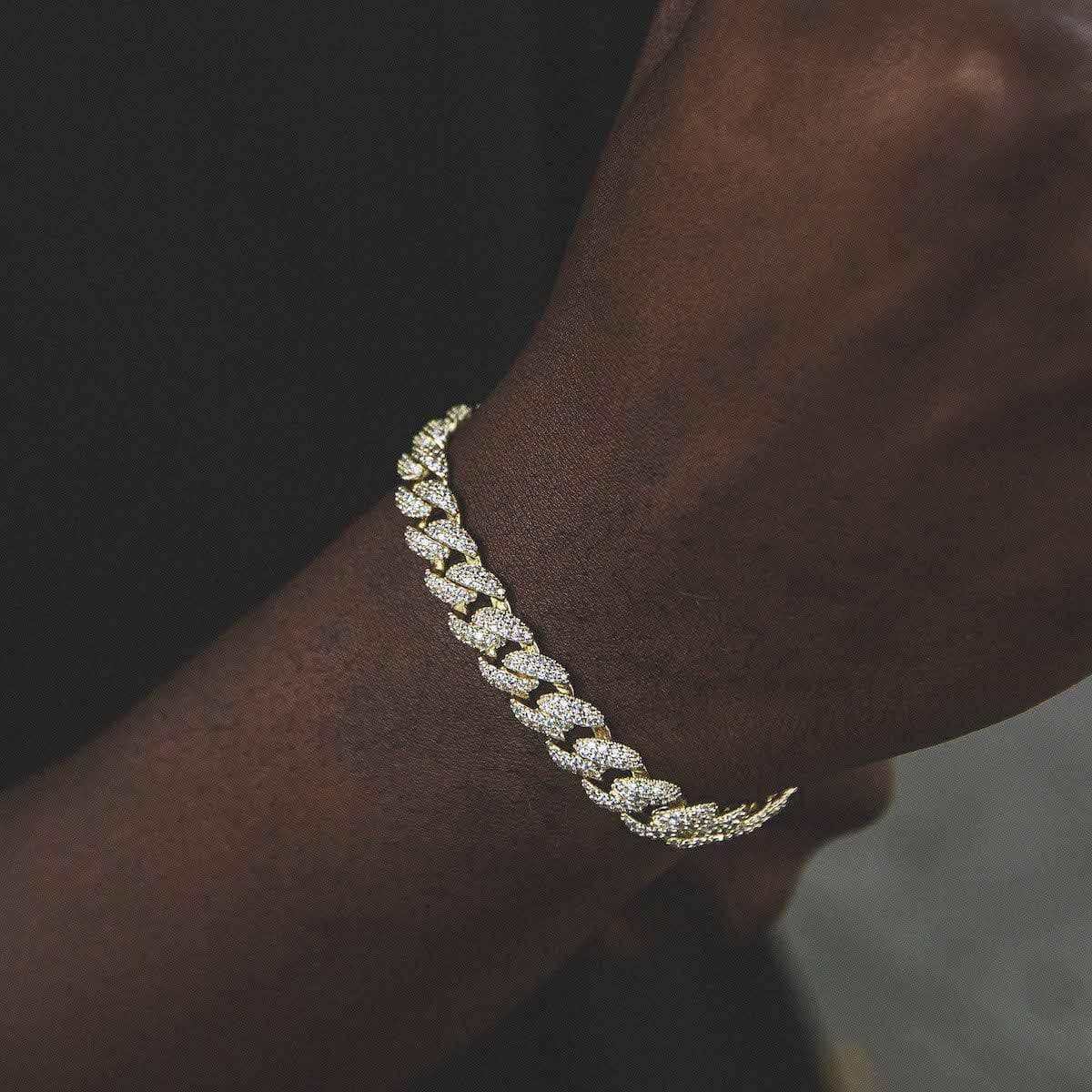Men's Moissanite Diamond Cuban Bracelet in Yellow Gold Vermeil - 8.5MM