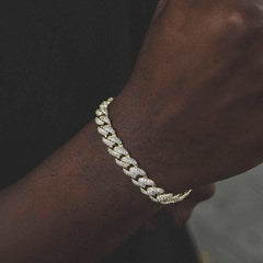 Men's Moissanite Diamond Cuban Bracelet in Yellow Gold Vermeil - 8.5MM