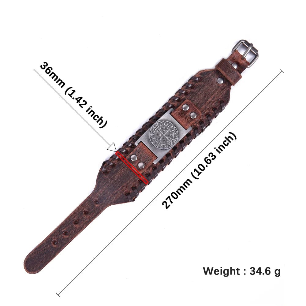 Nordic Compass Leather Bracelet